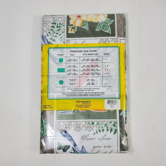 PEVA Vinyl Tablecloth Floral Butterfly 52" X 102" Waterproof Easy-Care Rectangle - Picture 2 of 3